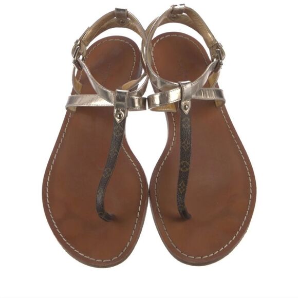 Louis VuittonLV Monogram Leather T-Strap Sandals - Picture 3 of 5